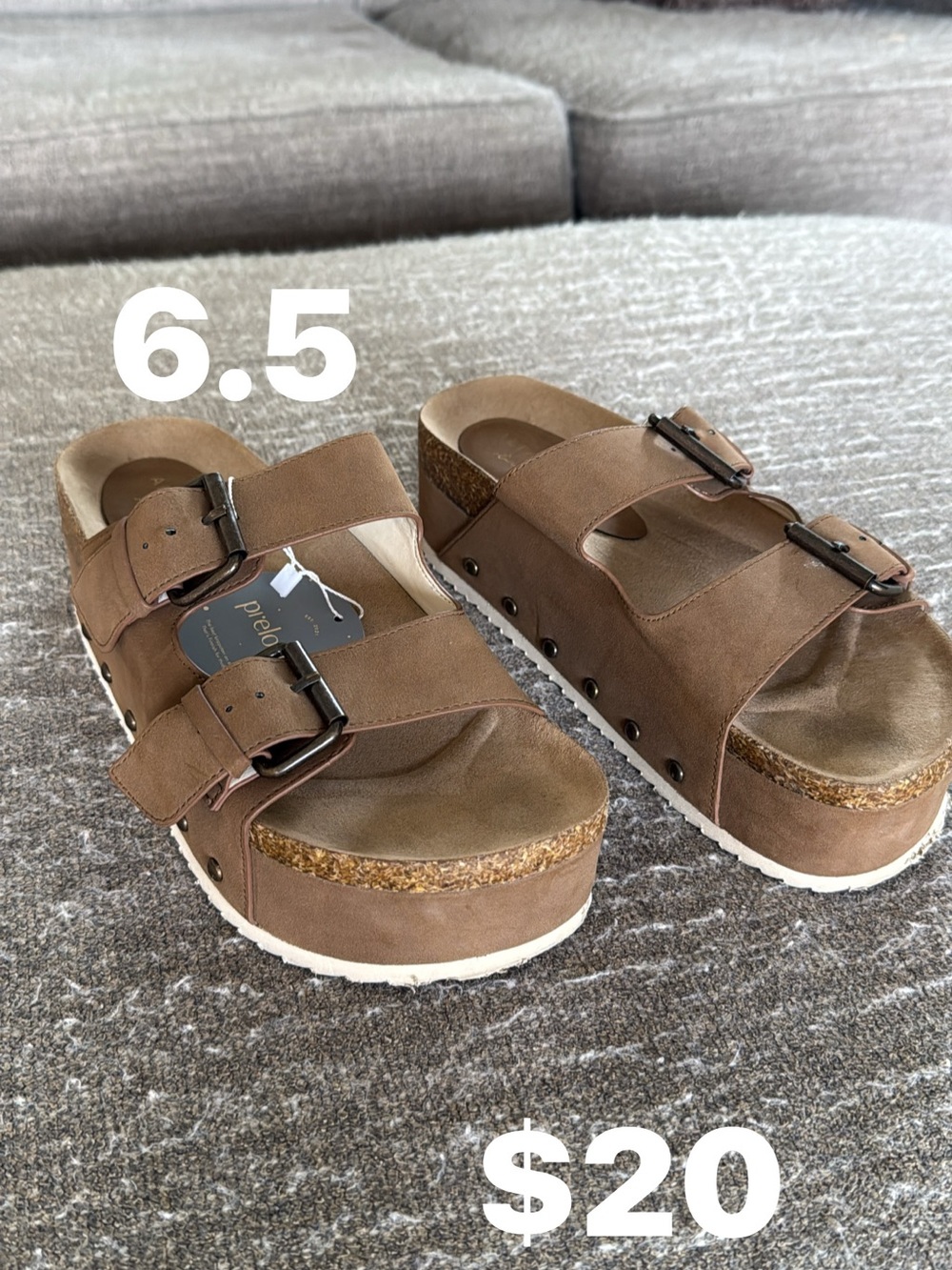 Altar'd State Brown Double-Buckle Platform Sandals